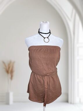 Bozzolo Brown Strapless Tube Top Romper Size Large